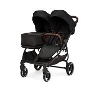 Ickle Bubba Venus Prime Poussette Double - Naissance à 15 kg (environ 3 ans), poussette double légère et pliable avec cocon pour nouveau-né, 2 chauffe-pieds matelassés et habillage pluie (Noir)