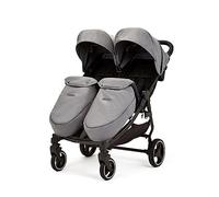 Ickle Bubba Venus Prime Poussette Double - Naissance à 15 kg (environ 3 ans), poussette double légère et pliable avec cocon pour nouveau-né, 2 chauffe-pieds matelassés et habillage pluie (Gris)