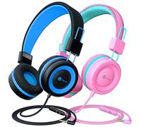 iClever 2 Pack Casque Audio Enfant, Ecouteurs Enfants Filaire, Bandeau Réglable avec 85/94 DB Volume Limité, Ecouteurs Pliable Enfants pour l'Ecole Voyage