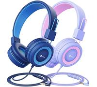 iClever 2 Pack Casque Audio Enfant, Ecouteurs Enfants Filaire, Bandeau Réglable avec 85/94 DB Volume Limité, Ecouteurs Pliable Enfants pour l'Ecole Voyage