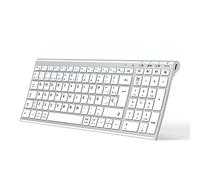 iClever BK10 Clavier Bluetooth sans fil, clavier QWERTY espagnol, taille compacte, design ergonomique, rechargeable, compatible avec Mac, iPad, iOS, Android, Windows 8/10/11, connexion stable