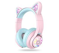 iClever BTH13 Casque Audio Enfant Bluetooth Oreilles de Chat Éclairage LED