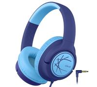 iClever Casque pour Enfants, avec câble, 85 dBA, Volume sûr, Son stéréo, Casque Supra-auriculaire Pliable de 3,5 mm, pour iPad, tablettes, école, Voyage, Bleu Marine