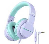 iClever HS19 Casque Audio Enfants, Ecouteurs Stéréo HD avec Microphone pour Enfants, Limiteur de Volume 85/94dB, Fonction de Partage, Ecouteurs Pliables pour l'Ecole/Ordinateur/Kindle
