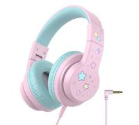iClever HS19S Casque d'écoute pour école/Voyage avec Volume sûr 85/94 DB, Son stéréo HS19S pour Filles et garçons avec Micro FunShare, Casque Filaire Pliable de 3,5 mm pour iPad/Ordinateur