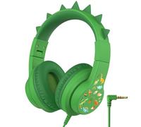 iClever HS19S - Casque pour enfants pour l'école et les voyages, volume sûr 85 dBA, son stéréo supra-auriculaire pour enfants, casque pliable avec câble dinosaure de 3,5 mm pour iPad et ordinateur