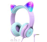 iClever HS20 Casque Audio Enfant Oreilles de Chat avec Éclairage LED Voyage