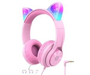 iClever HS20 Casque Audio Enfant Oreilles de Chat avec Éclairage LED Voyage