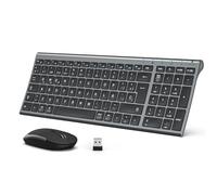 iClever Teclado y Ratón Inalámbrico GK03-QWERTY Español 2.4G Teclado Ratón Inalámbrico Con Batería Recargable, Diseño Ergonómico, Tamaño Compacto, Delgado y Fino, Conexión Estable