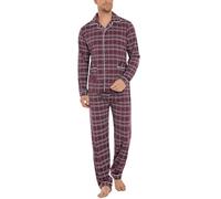 iClosam Ensemble de Pyjama Homme Hiver Pyjama Coton Chaud à Carreaux Vêtements de Détente 2 Pièces avec Bouton Vêtements de Nuit Col V Confortable