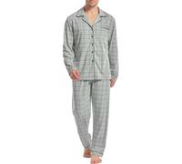 iClosam Ensemble Pyjama Homme à Manches Longues Col V Pyjama Coton à Carreaux Ensemble de Pyjamas Élastique avec Bouton Loungewear Confortable Hiver