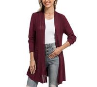 iClosam Gilet Femme Long Drapé Ouverte Devant Tricot Décontracté Veste Femme Longue Cardigan Léger Long Femme Manches Longue