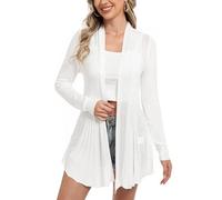 iClosam Gilet Femme Long Tricot Veste Femme Longue Pull Gilet Femme Manches Longue, Blanc1, XL