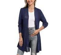 iClosam Gilet Femme Long Tricot Veste Femme Longue Pull Gilet Femme Manches Longue, Bleu, M