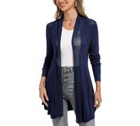 iClosam Gilet Femme Long Tricot Veste Femme Longue Pull Gilet Femme Manches Longue, Bleu1, M