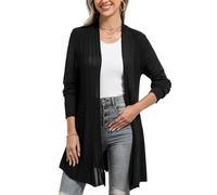 iClosam Gilet Femme Long Tricot Veste Femme Longue Pull Gilet Femme Manches Longue, Noir, S