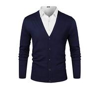 iClosam Gilet Homme Laine Homme Pull avec Col Chale Classique Encolure en v, Coupe étroite - Bleu - L