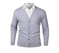 iClosam Gilet Homme Laine Homme Pull avec Col Chale Classique Encolure en v, Coupe étroite, Gris, L