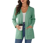 iClosam Gilet Long Femme Tricot Décontracté Cardigan Femme Chic et Elegant Devant Ouvert Veste Long Femme Manches Longues avec Poche
