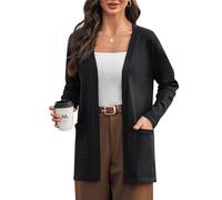 iClosam Gilet Long Femme Tricot Veste Femme Décontracté Gilet Femme Chic et Elegant Devant Ouvert Cardigan Long Femme Manches Longues avec Poche