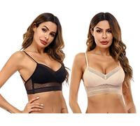 iClosam Lot de 2 Soutien Gorge Dos Nu Invisible，Soutien-Gorge sans Armature Brassiere Femme Rembourré Confort Push Up pour Petite Poitrine Noir+Rose, M