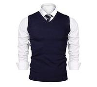 iClosam Pull sans Manche Homme Tricot Gilet Homme - Bleu - M