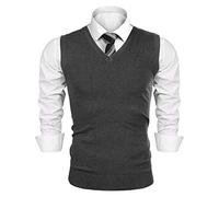 iClosam Pull sans Manche Homme Tricot Gilet Homme - Gris Foncé - M