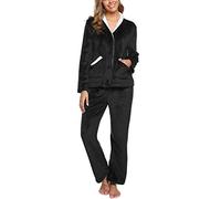 iClosam Pyjama Femme Hiver Chaud Pyjama Polaire col V Ensemble de Pyjamas en Flanelle Vêtements de Nuit à Manches Longues avec 2 Poches