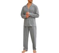 iClosam Pyjama Hiver Homme à Carreaux Pyjama Coton à Manches Longues Ensemble de Pyjamas 2 Pièces avec Bouton Loungewear Col V Confortable d'automne Et d'hiver