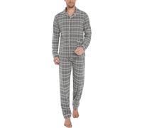 iClosam Pyjama Homme avec Bouton Coton Pyjama Long à Carreaux Ensemble de Loungewear Hiver à Manches Longues Vêtements de Détente avec Poches Confortable