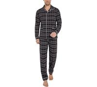 iClosam Pyjama Homme avec Bouton Coton Pyjama Long à Carreaux Ensemble de Loungewear Hiver à Manches Longues Vêtements de Détente avec Poches Confortable