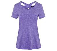 iClosam T-Shirts de Sport Femme à Manche Courtes Décontracté Tops Col Rond Respirant et Doux Haut Sport Femme Running Fitness Yoga Pilate