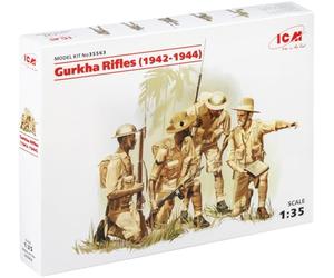 ICM 035563-1/35 WWII Gurkha rifels, 4 Figurines en Plastique modèle Kit