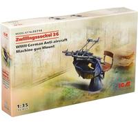 Zwillingssockel 36 Allemand WWII Anti-aircraft Machihe Gun Mont 1:3 5 Plastique