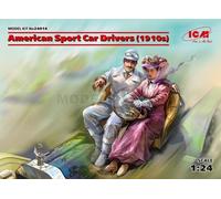 ICM – Kit figurines 1:24 – Pilotes de voitures de sport US (années 1910) – 2 figurines (1H/1F)