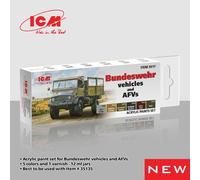 ICM 3017 PEINTURE ACRYLIC PAINT SET FOR GERMAN MILITARY TRUCKS 6 X 12 ML