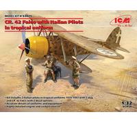 ICM 32025 - 1:3 2 Cr. 42 Falco Avec Italien Pilots IN Tropical Uniforme - Neuf