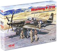 ICM 48125 48125-Mustang P-51B avec USAAF Pilots et Ground Personnel, Assortis
