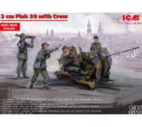 ICM FLAK 38 Avec Équipe Canon Antiaérien Allemand 2cm 1:35 Gebirgsflak NEUF