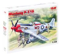 ICM ICM48153 Mustang P-51D avec Pilotes USAAF/Personnel au Sol, Multicolore