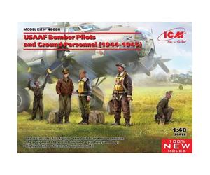Icm - Usaaf Bomber Pilots And Ground Personnel (1944-1945)Maquette Figurine Usaaf Bomber Pilots And Ground Personnel (1944-1945) Icm 48088 1/48ème Maquette Char Promo Figurine Miniature