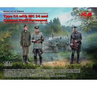 ICM Maquette Voiture Type G4 – Avec MG 34 et Personnel d'État‑major allemand – 1:24