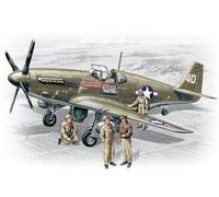 ICM- Américain 48125 - Mustang P-51B avec Pilotes USAAF et Personnel au Sol, ICM48125, Coleurs Assorties, Centre