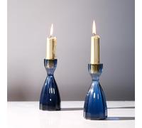 ICNBUYS Lot de 2 bougeoirs coniques Dancing Lady - Élégant bougeoir pour femme - Décoration d'intérieur multicolore - Bougie féministe - Noir et bleu - Hauteur : 14,2 cm - Résine