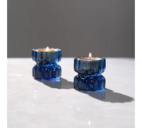 ICNBUYS Lot de 2 photophores en Forme de Spirale en résine avec Une Torsion - Petit photophore décoratif en résine pour Table Basse ou Salle à Manger - 5,8 x 5,8 cm Bleu Marine