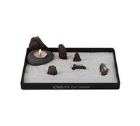 ICNBUYS Set de Bougeoirs en Galets de Jardin Zen Fait à la Main avec des Outils de Jardin Zen, du Sable, Un Plateau de Base et des Accessoires gratuits