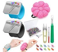 ICNOW Lot de 17 coussins à épingles à coudre, 2 coussins magnétiques pour bracelet et coussin à aiguille en forme de citrouille, 200 épingles droites, 10 pinces à coudre, 2 découseurs, ciseaux de couture