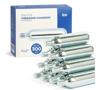 ICO Cartouche CO2, Lot de 300, Cartouche CO2 16g Filetées pour Gonflage Express des Pneus de VTT et Vélo de Route - CO2 Qualité Alimentaire Compatible Tireuses à Bière Artisanale