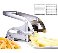 ICO Coupe Frites Manuel avec Deux lames Tranchantes En Acier Inoxydable, Coupe Frite Equipé d'une Base D'aspiration Sécurisée, Decoupe Frite Inox