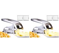 ICO Coupe Frites Manuel avec Deux lames Tranchantes En Acier Inoxydable, Coupe Frite Equipé d'une Base D'aspiration Sécurisée, Decoupe Frite Inox (Lot de 2)